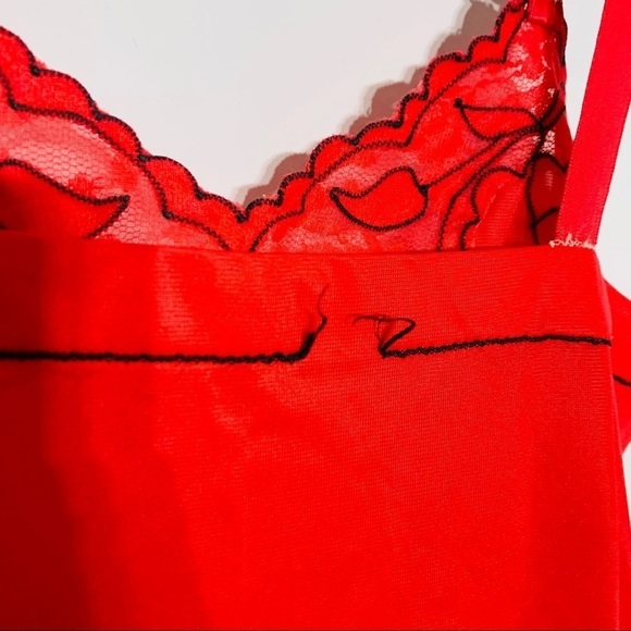 Vintage red embroidered lace slip dress medium womens - Picture 9 of 11